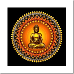 Mandala Magic- Solara Golden Buddha Posters and Art